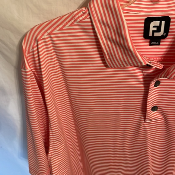 Footjoy Men’s Pink Striped Polo Sport Golf Shirt Size XL - Picture 5 of 12